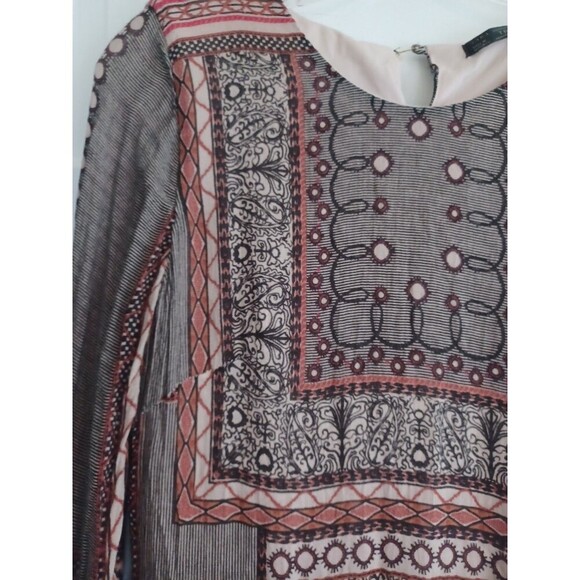 Zara black paisley slim mididress M long sl. boho hippie whimsigoth ethnic flaw - Picture 3 of 16